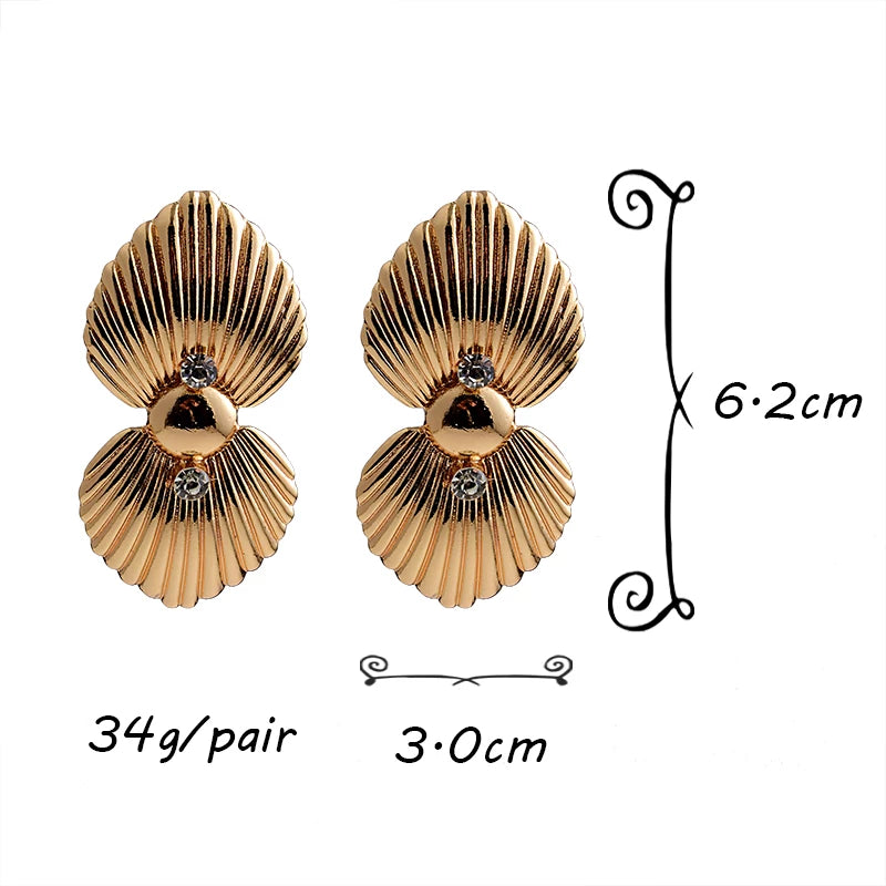 Long Gold Metal Double Heart Earrings