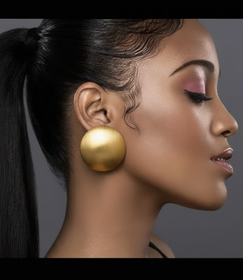 Round Matte Large Stud Earrings