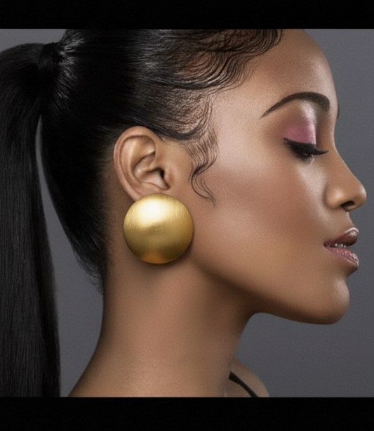 Round Matte Large Stud Earrings
