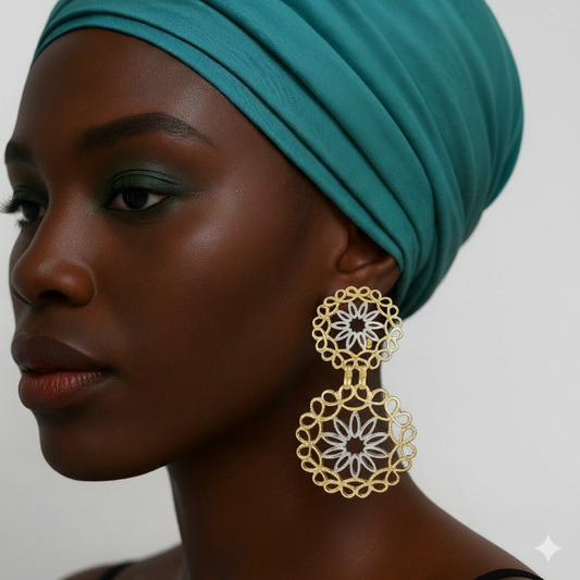 Floral Filigree Double Hoops