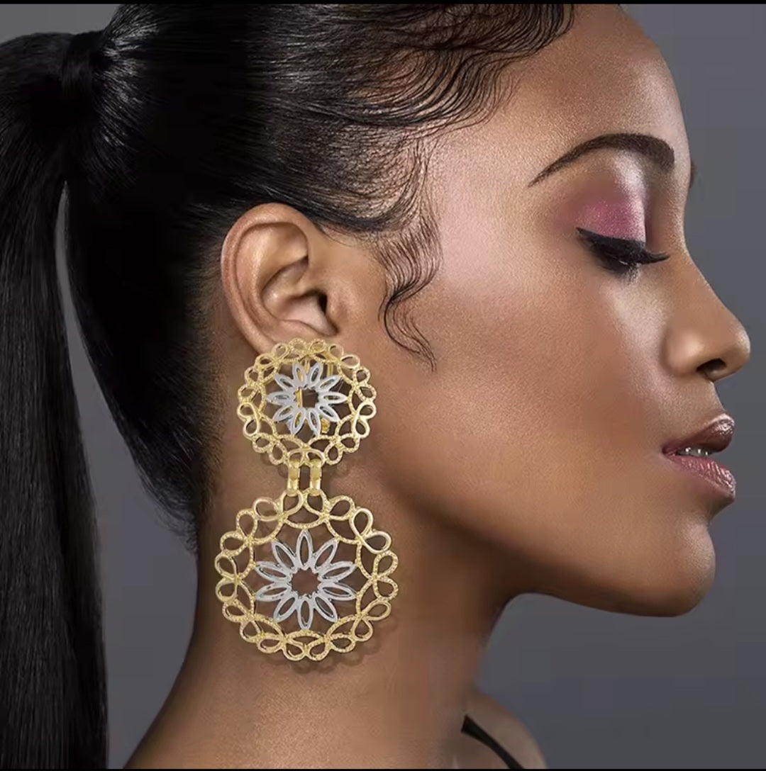 Floral Filigree Double Hoops