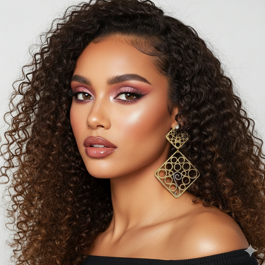 Geometric Circle Lattice Earrings