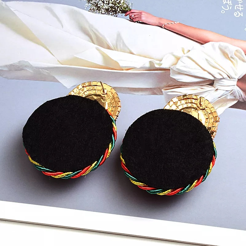 Round Rhinestone Handmade Crystal Earrings multicolor