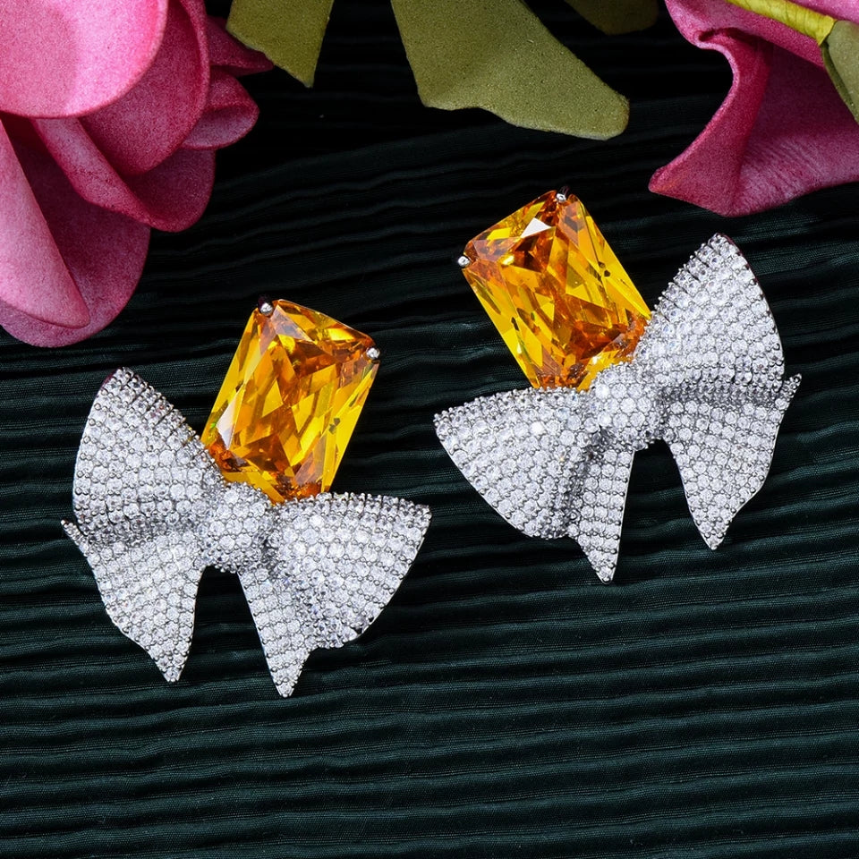 Princess Bow Earrings with Stones