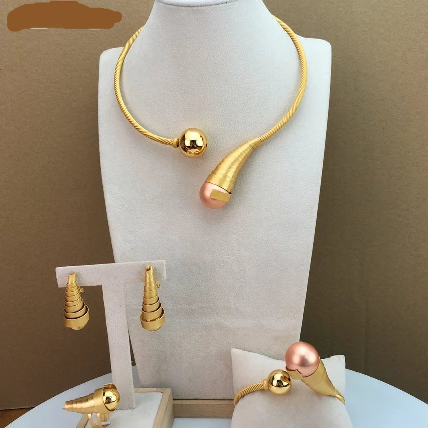 Rose and Yellow Wrap Around Necklace Set