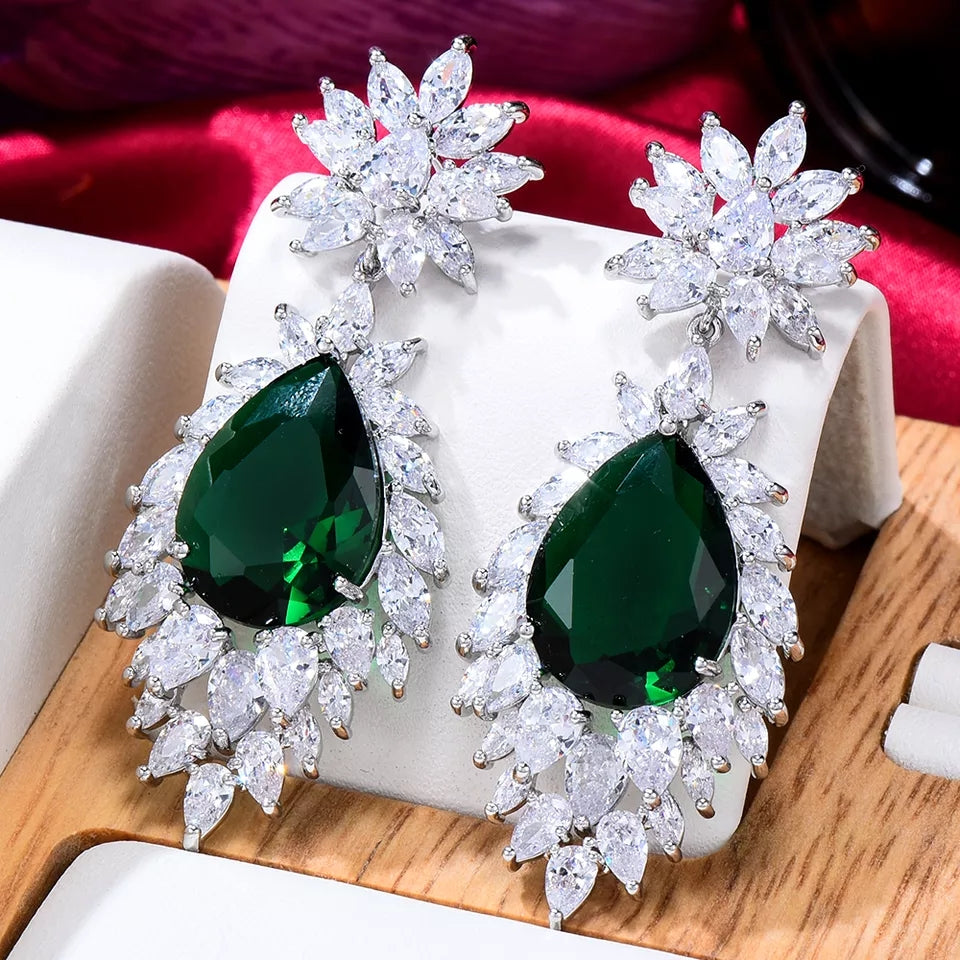 Jade Rhinestone Drop Earrings