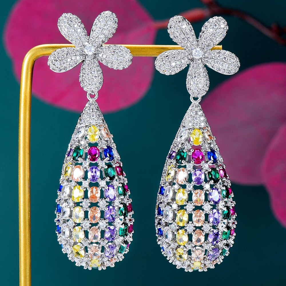 Rhinestone Tear Drop Earrings