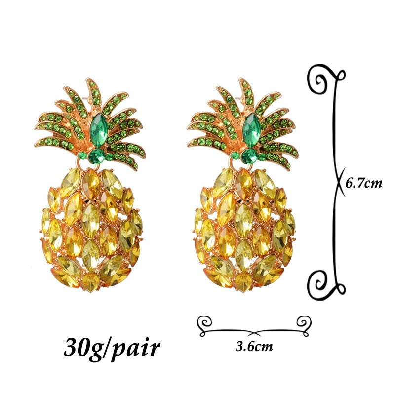 Crystal Pineapple-Shaped Colorful Rhinestone Dangle Drop Earrings