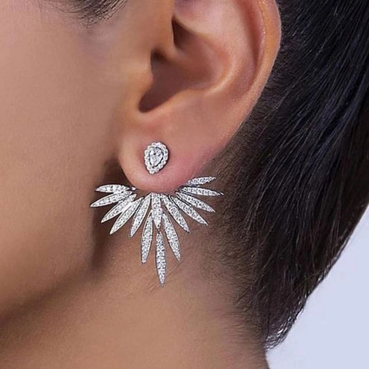 Elegant Feather Shape Zirconia Earrings