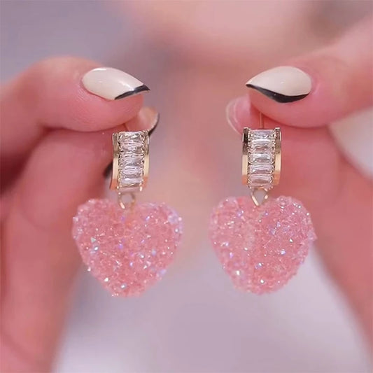 Cute Pink Heart Shaped Earrings