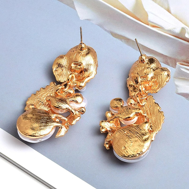 Pearl Flower-Shaped Drop Earrings