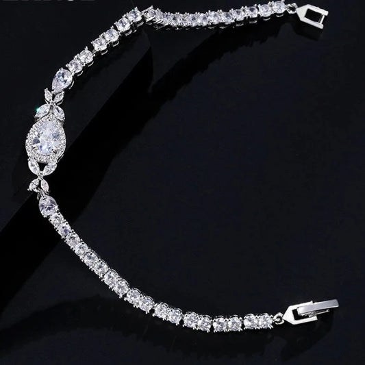 Elegant Waterdrop Cubic Zircon Chain Link Tennis Bracelet