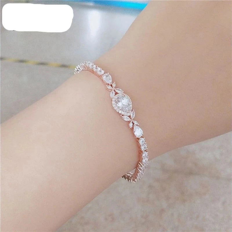 Elegant Waterdrop Cubic Zircon Chain Link Tennis Bracelet