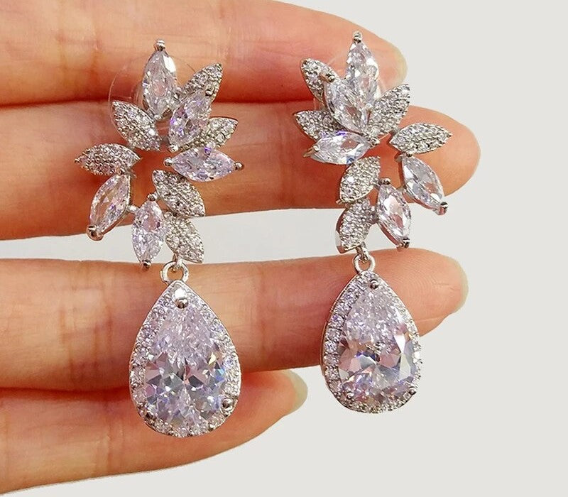 Tear Drop Zirconia Earrings